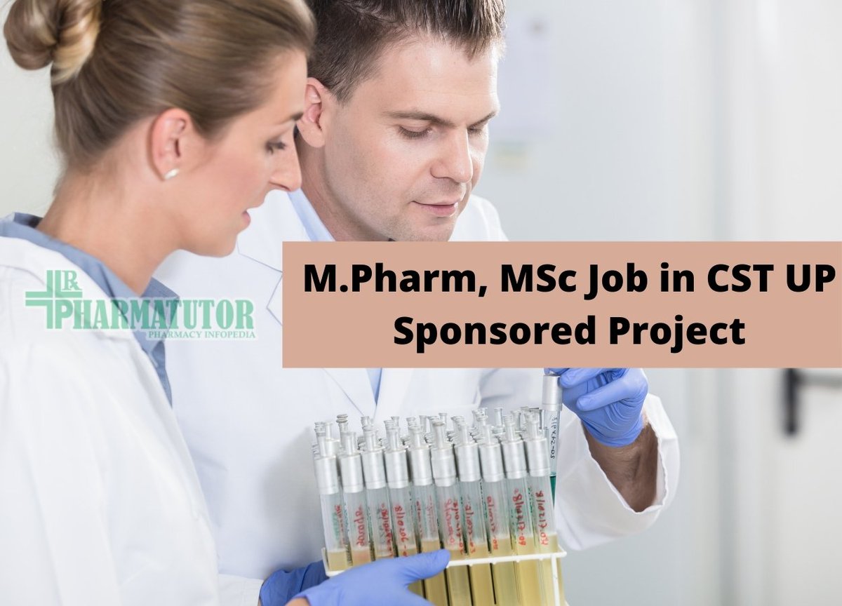 pharmatutor's tweet image. Job for M.Pharm, MSc in CST UP Sponsored Project

Find at pharmatutor.org/content/march-…

#Pharmacy #pharmaceuticals 
#PharmaProjects
#PharmacyRecruitment