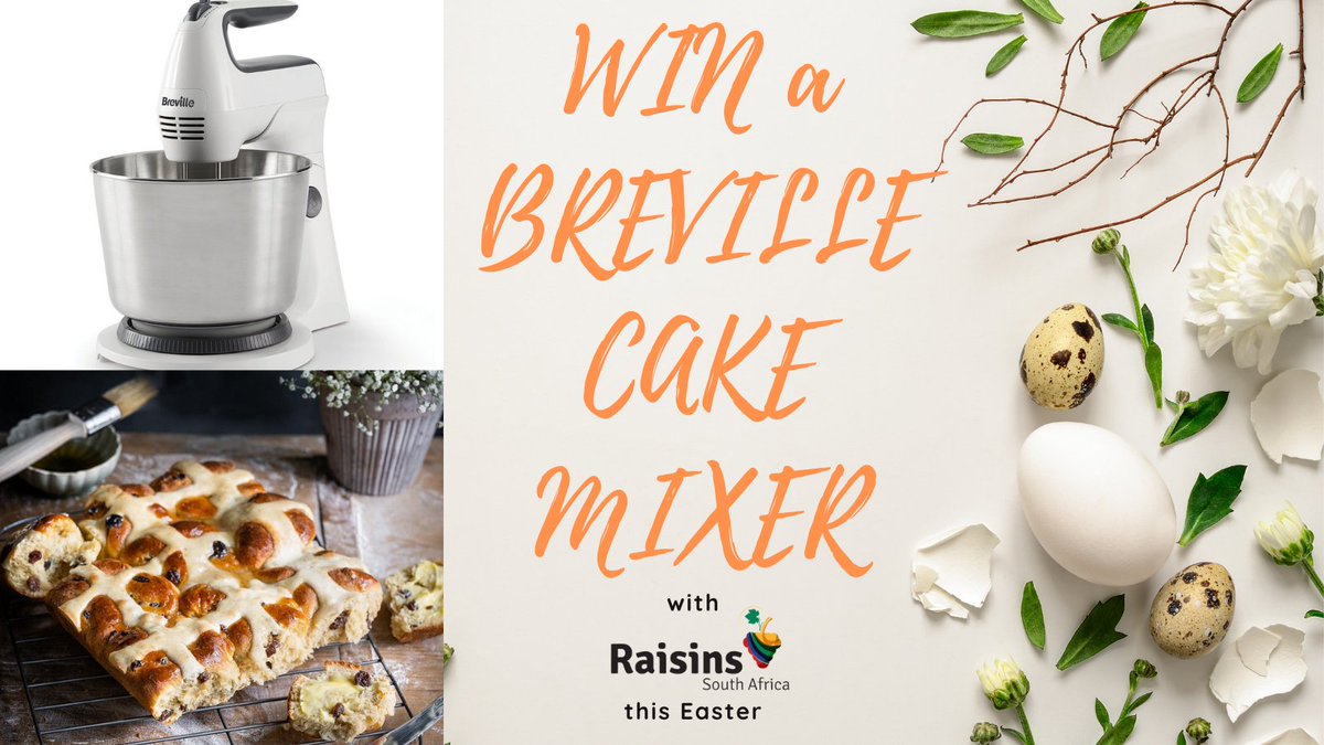SAraisins's tweet photo. To celebrate #SARaisinsWeek, you could #win a standing Breville Combo Cake and Hand mixer to get baking with South African Raisins just in time for Easter! 🐰 

To #win: Like, follow &amp; RT which raisin-packed bake you'll make!

Ends 1 April, UK only.
#giveaway #SouthAfricanraisins https://t.co/oNFuKPmCAY