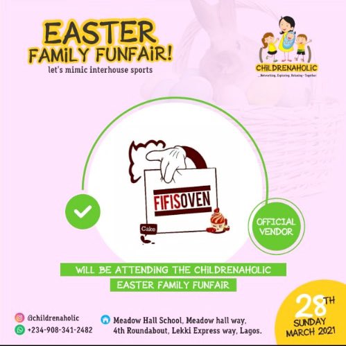 FifisOven's tweet photo. We would be LIVE at the CHILDRENAHOLIC Easter Family Funfair. We can’t wait to excite your taste bud with our lovely and delicious cakes and pastries.

Let’s network, Explore and relax together. https://t.co/4PW8UcDJgM