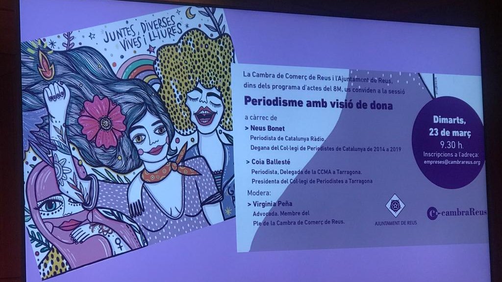 AdvocaciaReus's tweet photo. L'#ICAReus ha estat present aquest dimarts en un acte de 
@cambrareus, el qual s'emmarca en la programació d'activitats (@reus_cat) en commemoració del #8M. 

A la sessió 'EL PERIODISME AMB VISIÓ DE #DONA', han intervingut les periodistes #NeusBonet i @CoiaBalleste https://t.co/W6sDqL6Wsx