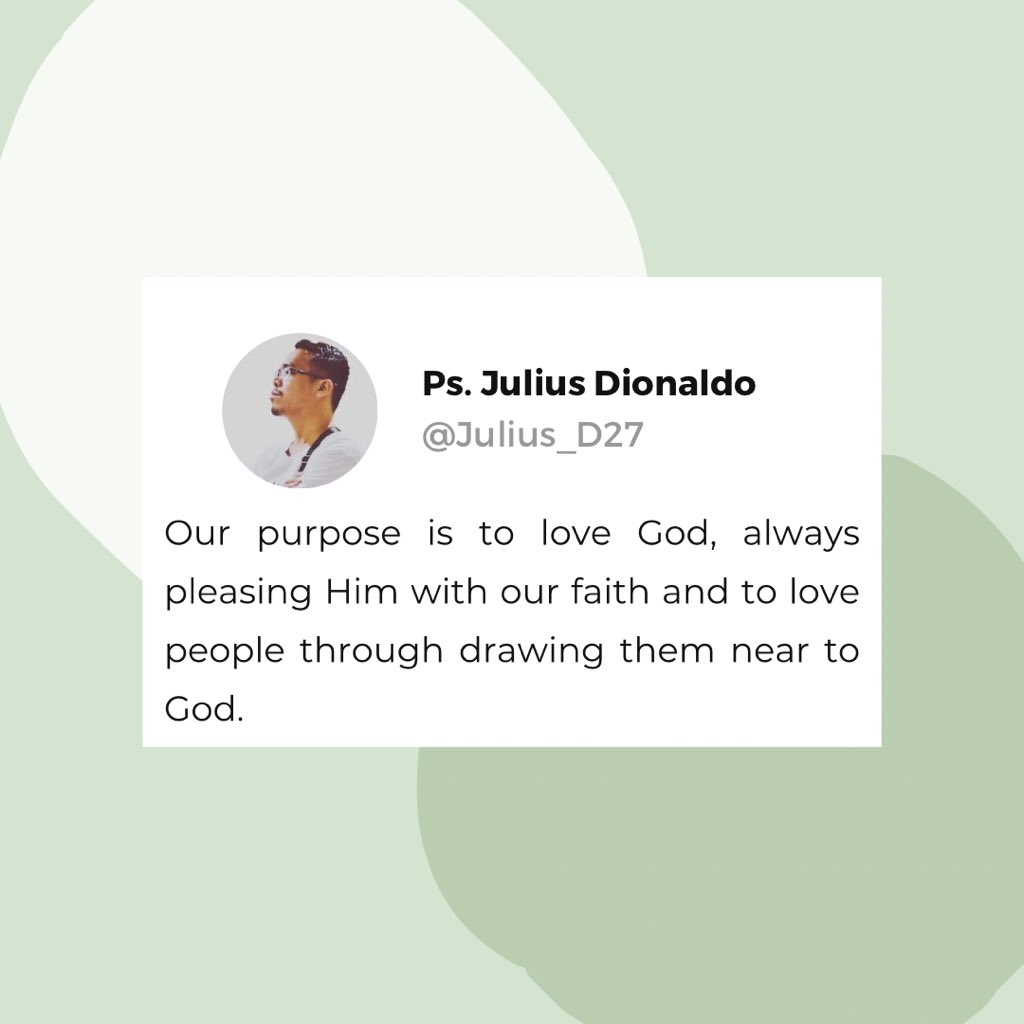 harvestersBGO's tweet photo. Our purpose is to love God, always pleasing Him with our faith and to love people through drawing them near to God.
-Ps. Julius Dionaldo

#PQFT (Pastor's Quote for Today) https://t.co/179jcSucv4