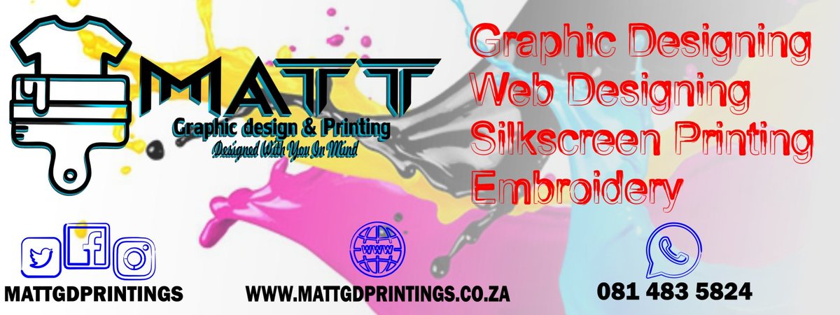 MattGDPrintings's tweet photo. We provide : 
- Business cards 
- T-shirts 
- Logo Design 
- Poster Design 
- Web Design 
- Quotation/Invoice Design 
- Etc.
Email : info@mattgdprintings.co.za 
https://t.co/UKXJ7GQHlX https://t.co/EvcwG0cviQ