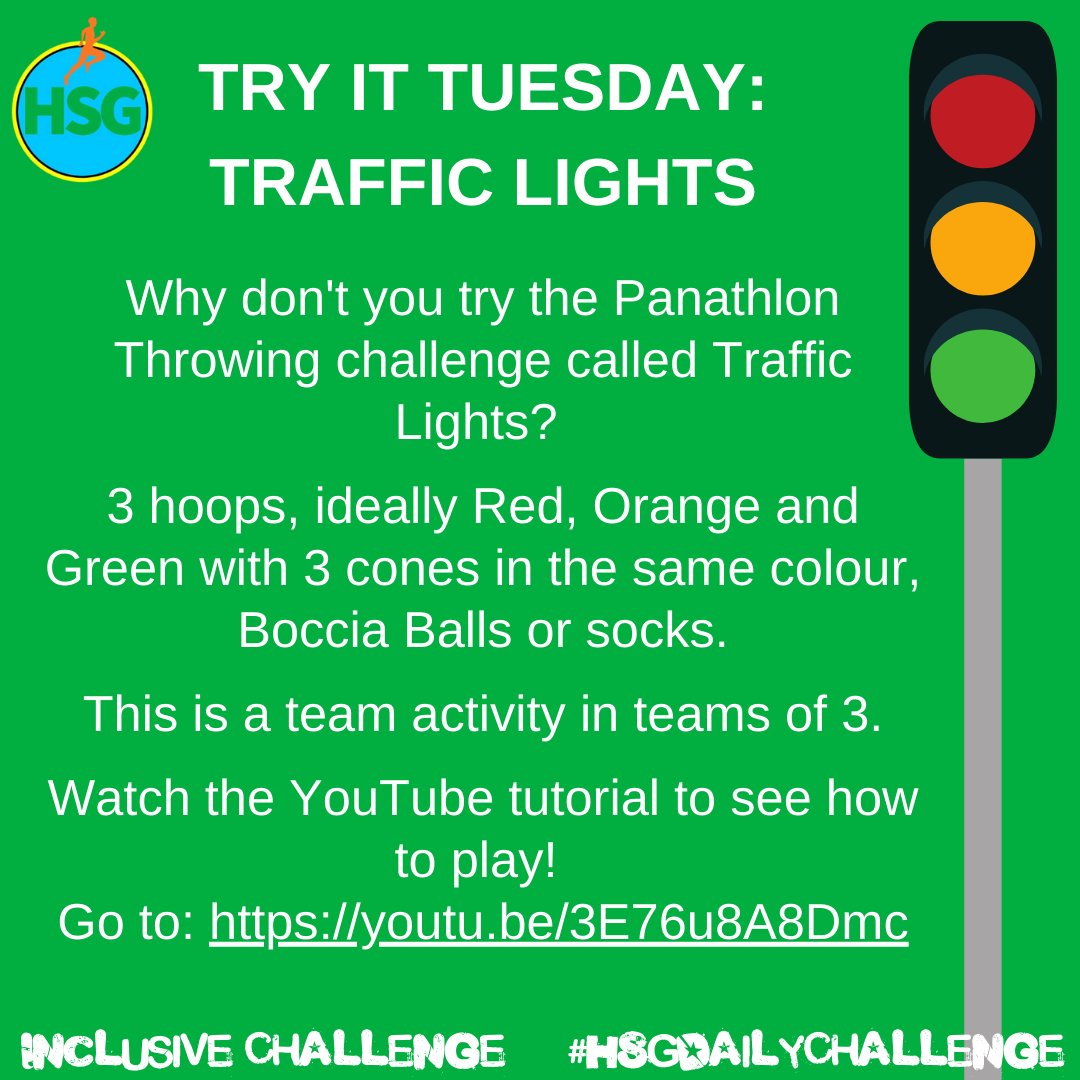 Tuesday means @Panathlon challenge time! Jump onto YouTube and give the traffic lights challenge a go! #HSGDailyChallenge @EnergiseSchools @YourSchoolGames