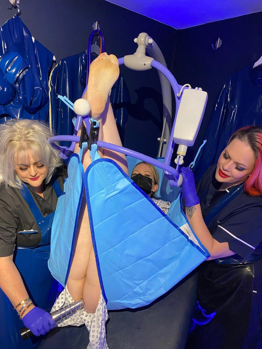 nurse_wilde's tweet photo. Nurse Jolene trying out our patient hoist before she is filled and electrified with orgasmic results.... https://t.co/qP556bYz9C