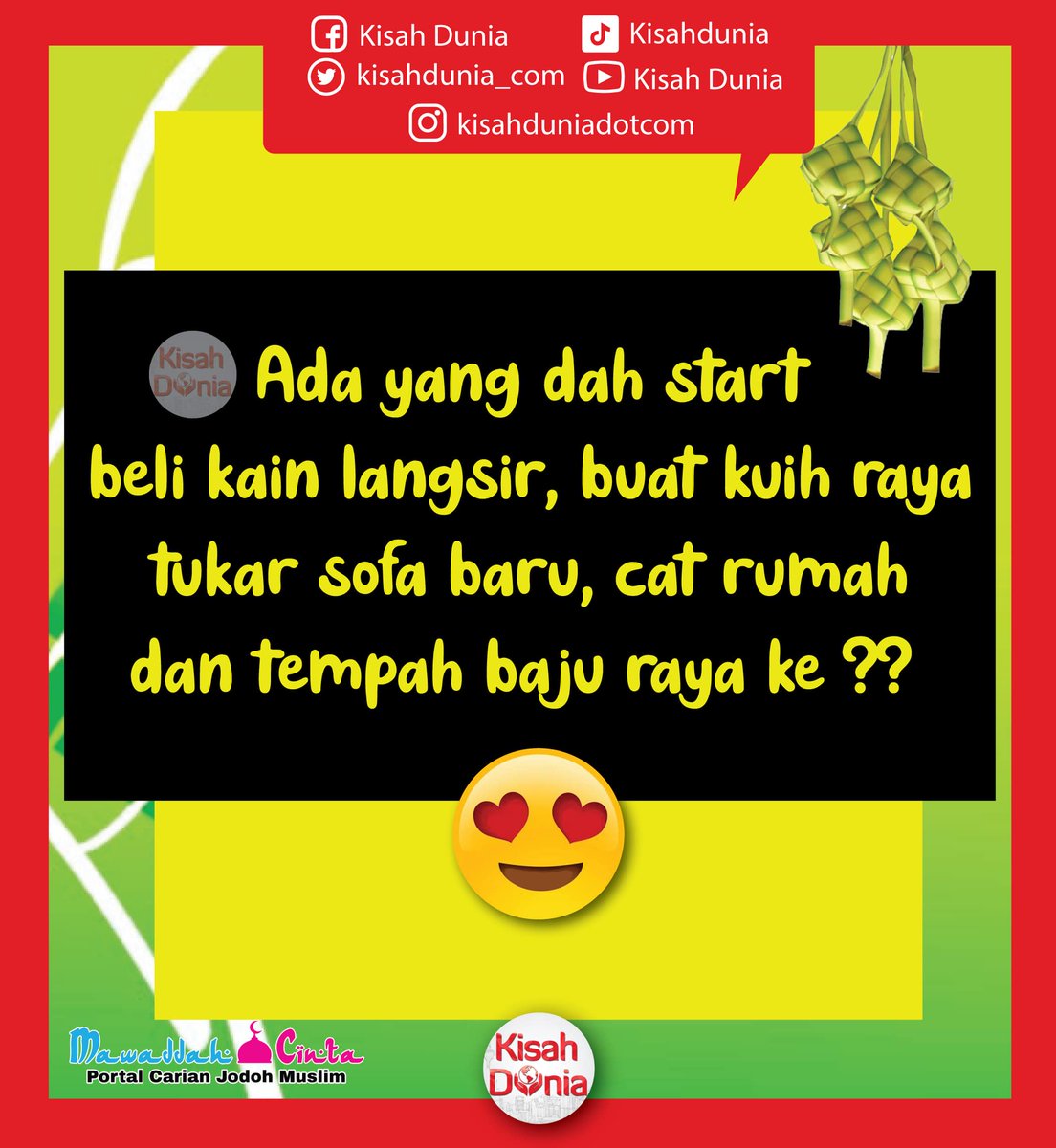 kisahdunia_com's tweet image. Ada yang suka buat persediaan cepat-cepat supaya tak kalut, betul tak ?
#raya #siapsedia #kemas #kuihraya

#KisahDunia
#wisya