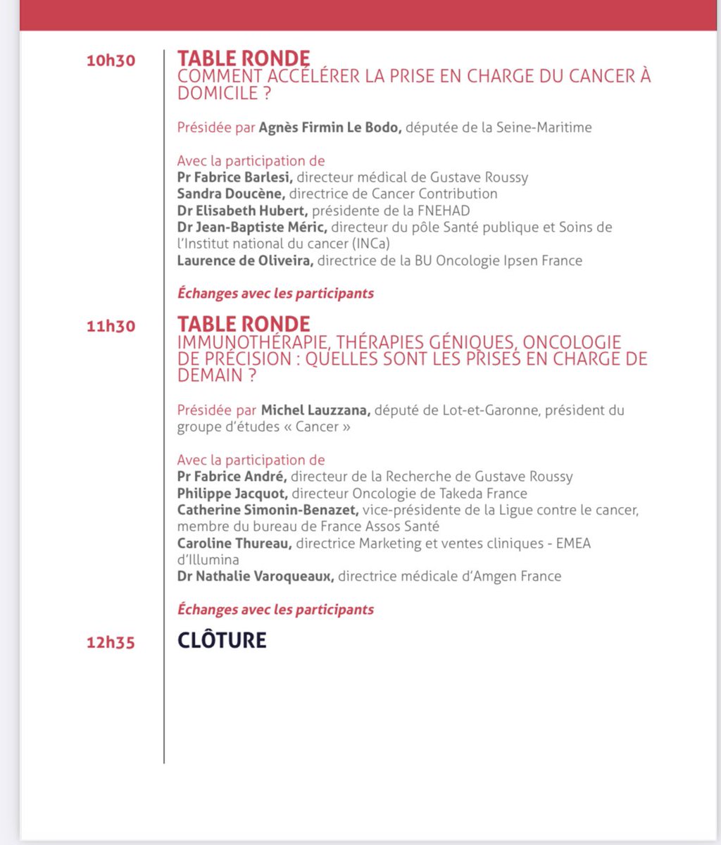 Ce matin, nous participons aux 14èmes #RencontresCancer. 
<a href="/DouceneSandra/">Sandra Doucène</a> interviendra sur la table ronde 2 : COMMENT ACCÉLÉRER LA PRISE EN CHARGE DU CANCER À DOMICILE ?
#RencontresCancer #cancers #virageambulatoire #ensemble #remonterlesattentes