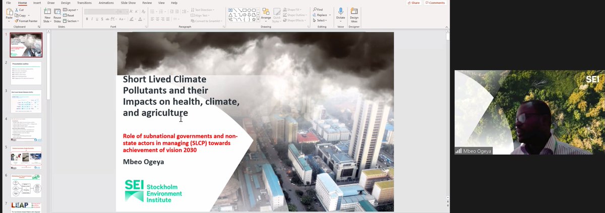 Lawrencenzuve's tweet image. Mbeo Ogeya presents on the role of subnational gvnts &amp;amp; non-state actors in managing #ShortLivedClimatePollutants towards achievement of vision 2030. @SEIresearch has supported county gvnts thro' training #GHG inventory teams on mitigation scenario analysis &amp;amp; supporting #NAPs