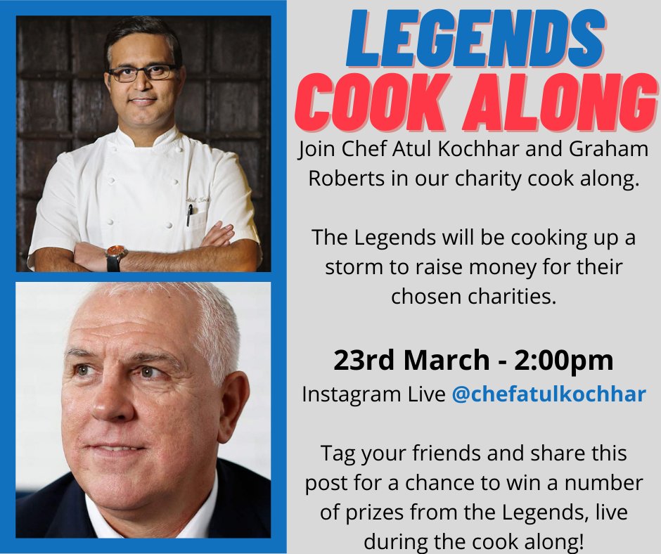 ATMTGROUP's tweet photo. Really excited about this, two legends cooking together live for charity! 23rd March 2pm! 
@chefatulkochhar and @GrahamRoberts4

Donate: https://t.co/xw1QhuJqKq
 
#atmtlabs #charity #football #thfc #spurs #chef #tottenham #cookalong @chefatulkochhar @SpursOfficial @GrahamRoberts4 https://t.co/mCjpMkjzOA