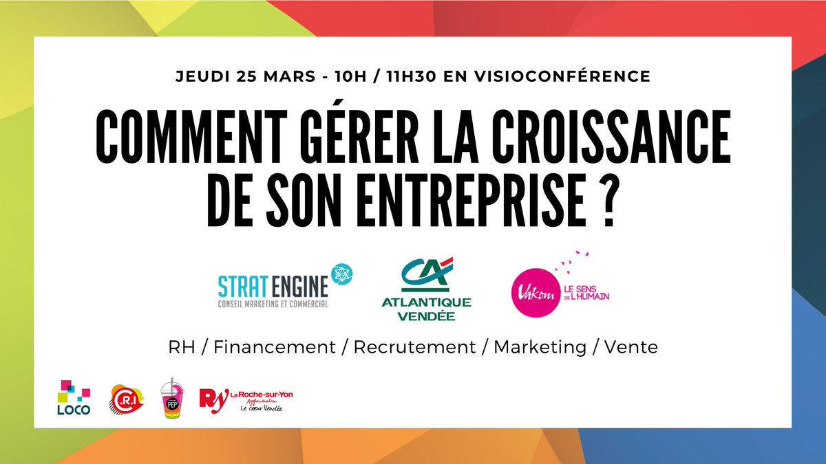 CRI_lrsy's tweet photo. 💡 [THEMATIK']
J-2 #Atelier "Comment gérer la croissance de 
son entreprise ?", animé en visio par nos partenaires @StratEngine @CAAtlantVendee et @VakomLrsy. 
Il est encore possible de vous inscrire gratuitement
👉 https://t.co/zYE0I4usQ6 https://t.co/O4i0EvpoA4