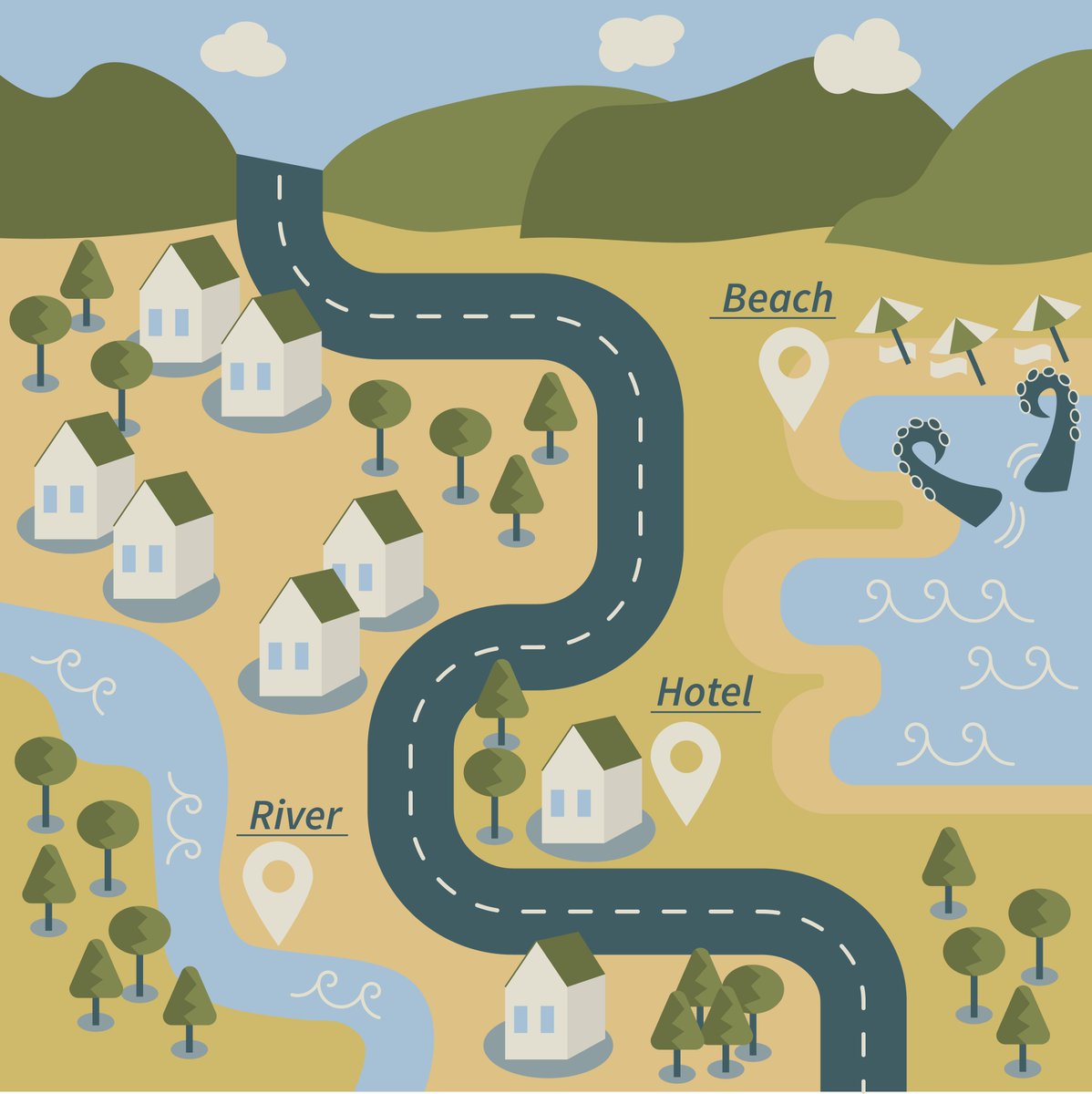 beads_jam's tweet image. Check out new work on my @Behance profile: &quot;Cartoon landscape map&quot; be.net/gallery/116003… #map #Cartoon #flatstyle #vectormap #landscape, #illustrationart #horizon #village #rural #countryside #mansion #octopus #tentacle #kraken #ctulhu #beachlife #landmarks #roadmap #sea