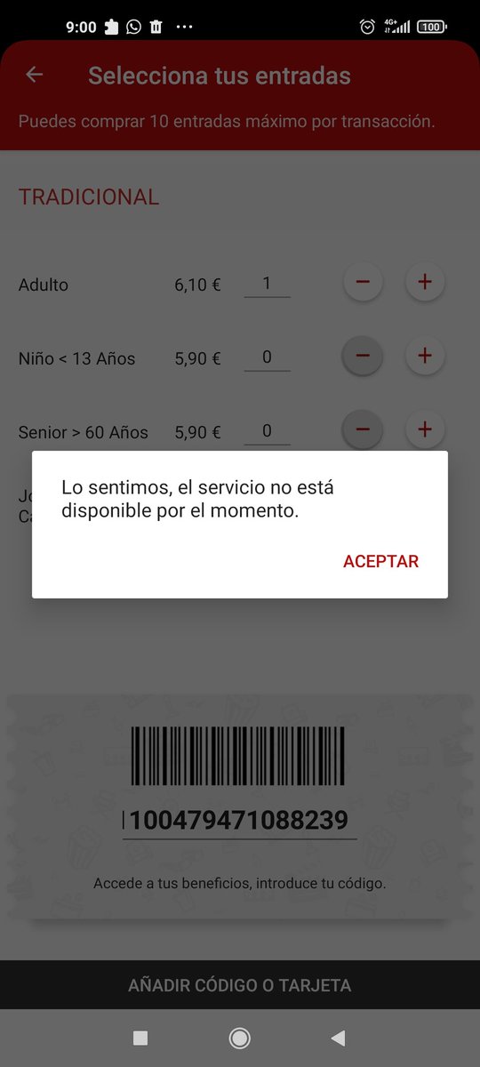 DDavid1339's tweet photo. @CineYelmo Hola @CineYelmo Os dejo por aquí la captura que lleva apareciendo desde este fin de semana. Tanto a mí, como a mis acompañantes... 😅 Resolvedlo por favor. https://t.co/1vdjQ95csg
