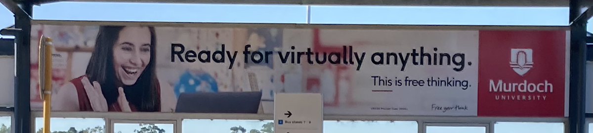 TheBigMeeow's tweet photo. This sign insults me every time I’m at the train station, which is a lot. 
Go to @MurdochUni and be ready for anything! Except math. Or physics. Or engineering. Or chemistry... I guess false advertising is just another thing #EevaLeinonen can add to her list of achievements https://t.co/7iPhurKVQW