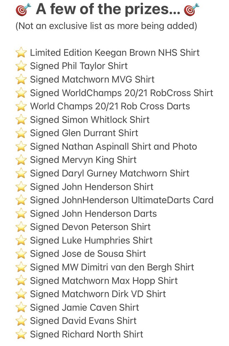 keegz180's tweet photo. New pinned tweet with as much info as possible regarding #KeegansDartsRaffle 🎯 Fundraising for the #NHS 💙 If I have forgotten anyone please feel free to drop me a message or add a tweet to this one 👍🏻 Thank you for all of your support so far, just one final push 🤞🏻⭐️💙🎯🤩 https://t.co/wJIaACNuFp