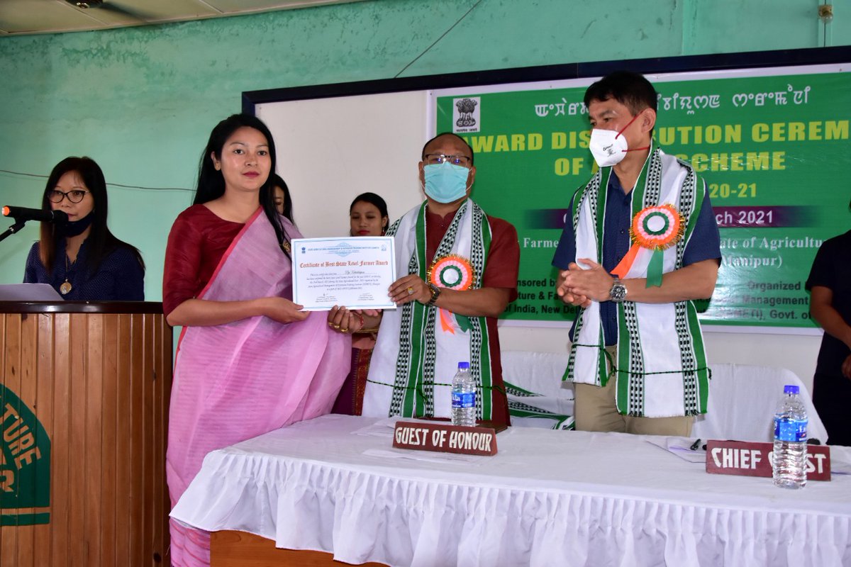 LukhoiOinam's tweet image. &quot;The reward for work well done is the opportunity to do more.&quot; 
Glad to hand over various Awards under #ATMAScheme to Best performing Farmers under different categories today. Extend my best wishes to all the Awardees and also to the officials for their exemplary work.