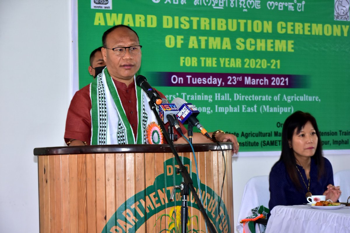 LukhoiOinam's tweet image. &quot;The reward for work well done is the opportunity to do more.&quot; 
Glad to hand over various Awards under #ATMAScheme to Best performing Farmers under different categories today. Extend my best wishes to all the Awardees and also to the officials for their exemplary work.