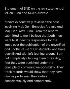 ABSCBNNews's tweet photo. Defense Sec Delfin Lorenzana recommends the reinstatement of MGen Alex Luna, Dep. Chief of Staff for Intelligence; &amp; MGen Benedict Arevalo, Dep. Chief of Staff for Civil Military Ops - heads of units linked to the erroneous tagging of people as dead/arrested NPA | @chiarazambrano https://t.co/oUe1mXIKNw
