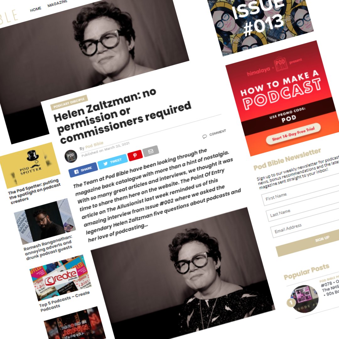podbible's tweet photo. FROM THE MAG // Podcast Disciple Helen Zaltzman
In this amazing interview from Issue #002 we asked the legendary @HelenZaltzman of @AllusionistShow and @HelenAndOlly about podcasts and her love of podcasting.
READ NOW: https://t.co/ylftt1sPn0
#Podcast #Podcasting #PodInterview https://t.co/YTBW6k6urY