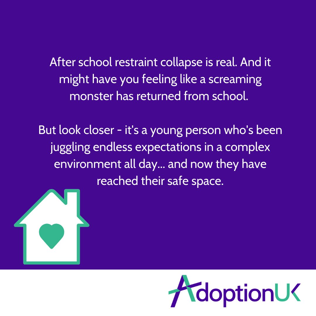 AdoptionUK's tweet photo. After school restraint collapse is real &amp; many of our children could be feeling it with the return to school. Back in Sept, @AUK_Schools blog addressed how we can help our children deal with the post school collapse. We thought it was worth sharing again: https://t.co/Fmjp6BngAA https://t.co/Wclt7imswL