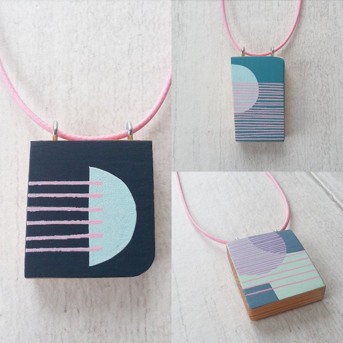 sadpandaprints's tweet photo. Chunky wooden necklaces! 💙
#chunkyjewellery #woodenjewellery #woodennecklace #statementjewellery #screenprinted #reclaimedwood #wearableart #contemporarycraft #designandcraft #madebyhand #favouritecolourcombo #craftrevolution #wearethemakers #rudyandtherowantree https://t.co/rN5VpmJNuU