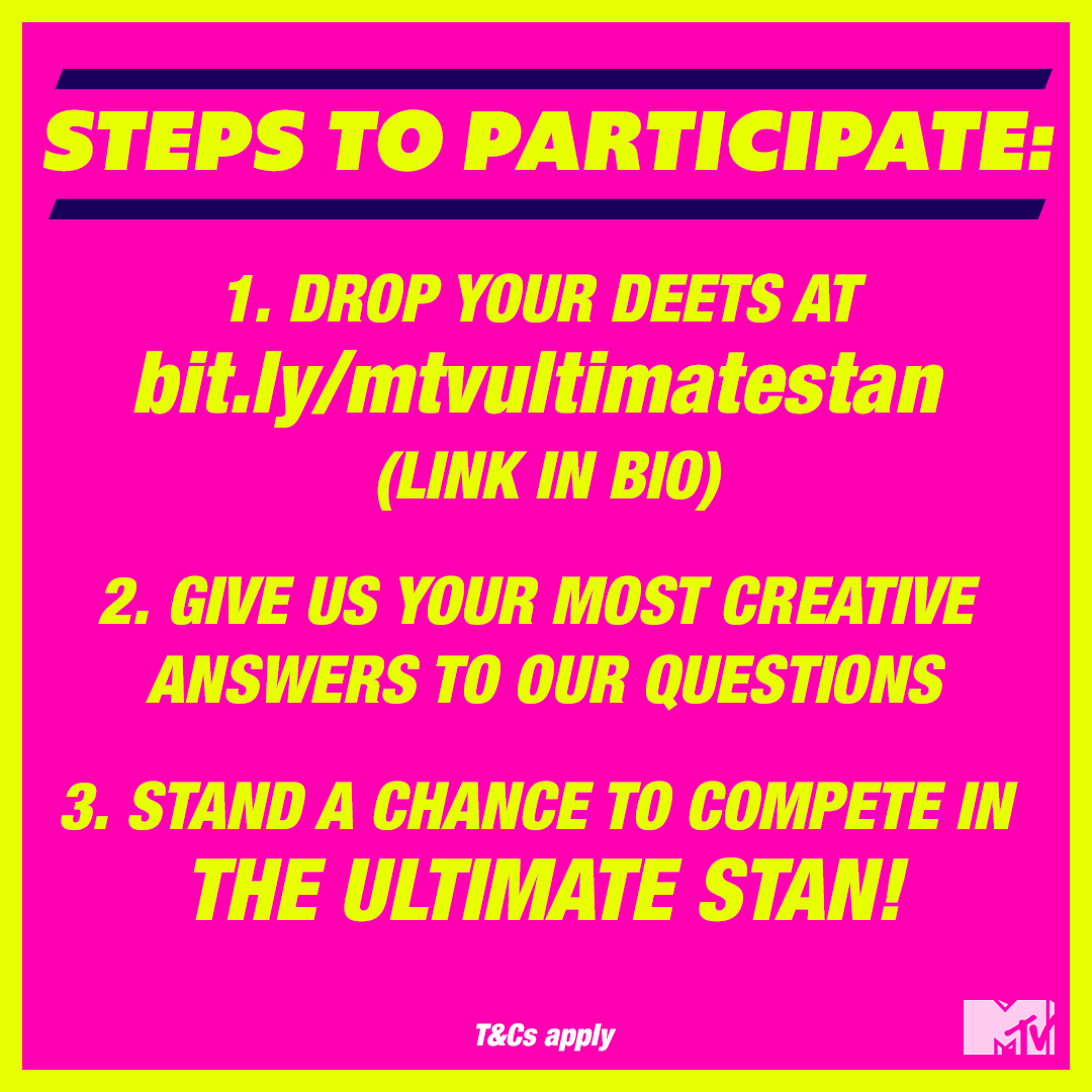 mtvasia's tweet photo. calling all #Swifties, we're looking for the most knowledgeable fan of @taylorswift13 among you! β¨
if you know everything about our fave music princess, then sign up for your chance to be on #MTVTheUltimateStan now!
#TaylorSwift #UltimateStan #TheUltimateStan #CastingCall https://t.co/9UJUeKwvlN