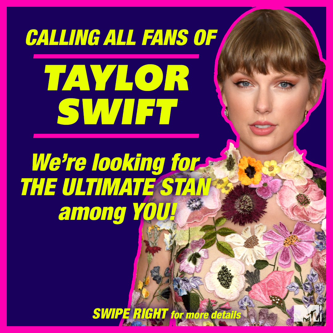 mtvasia's tweet photo. calling all #Swifties, we're looking for the most knowledgeable fan of @taylorswift13 among you! β¨
if you know everything about our fave music princess, then sign up for your chance to be on #MTVTheUltimateStan now!
#TaylorSwift #UltimateStan #TheUltimateStan #CastingCall https://t.co/9UJUeKwvlN