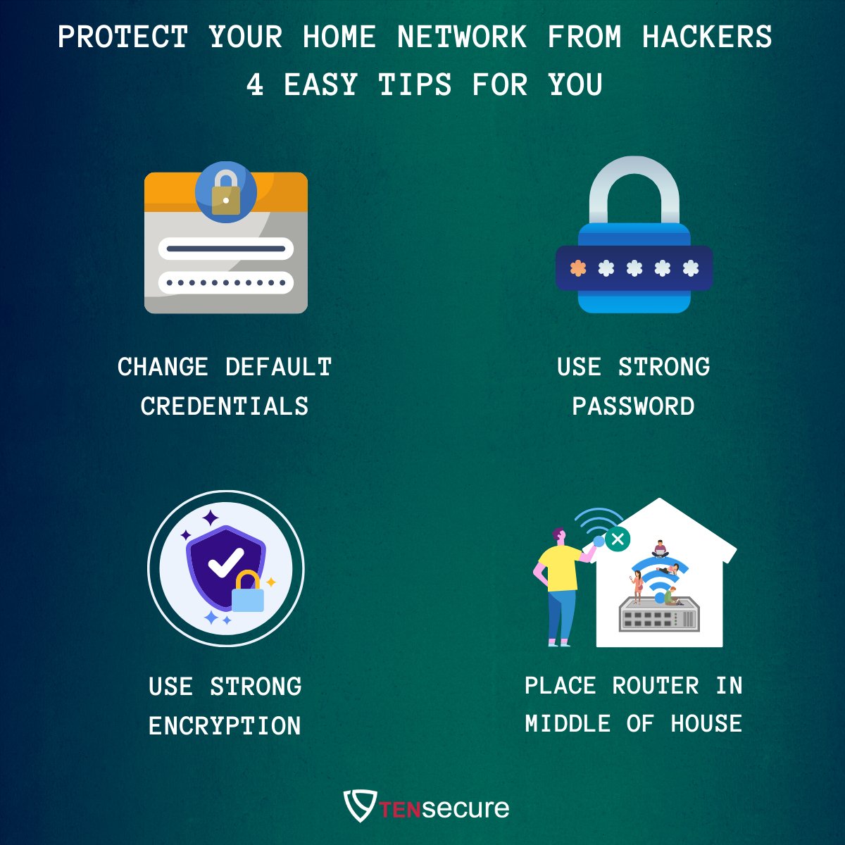 tensecure's tweet photo. Network Security Tips 101:
Easy ways to keep your home network safe
#cybersecurity #infosec  #itsecurity #cybersecurityawareness #networksecurity https://t.co/m7GnmcpIdI