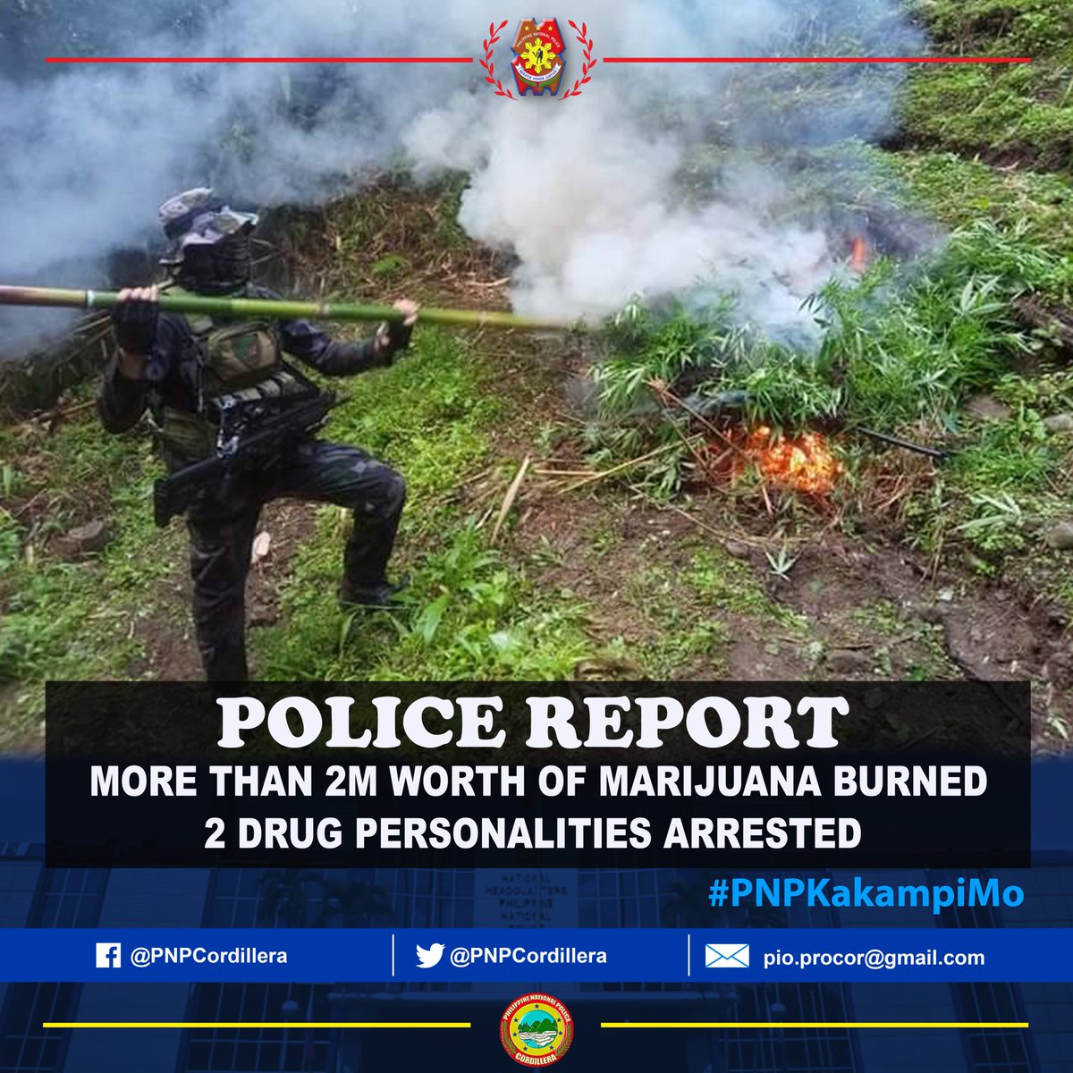 More than P2 Million worth of marijuana plants were eradicated while two drug personalities were arrested in separate anti-illegal drug operations in Cordillera.

Read: bit.ly/2PhyZvt