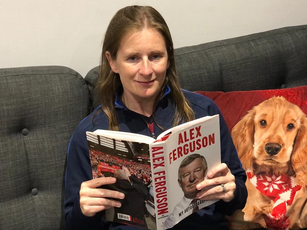 SaintMichaelsCE's tweet photo. Reading In PE: This is Mrs Dempster with a book by her hero Sir Alex Ferguson. His autobiography is a best seller by, in Mrs Dempster’s words, ‘the greatest British manager of all time’. #ReadingInPE #StMichaelsPE https://t.co/IpquYKGHhS