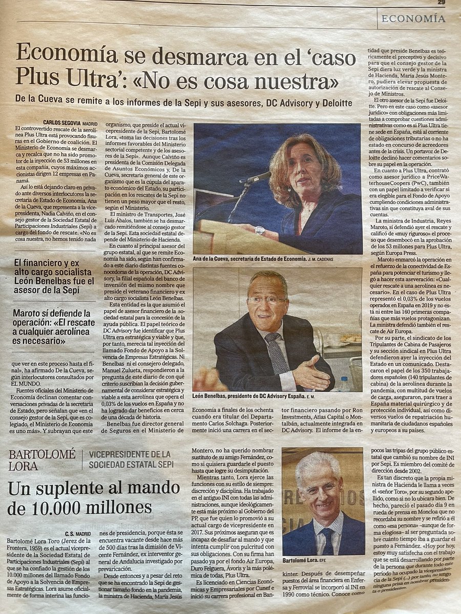 Alguien va a tener que justificar el controvertido rescate de la aerolínea Plus Ultra. 53 m eur ✈️