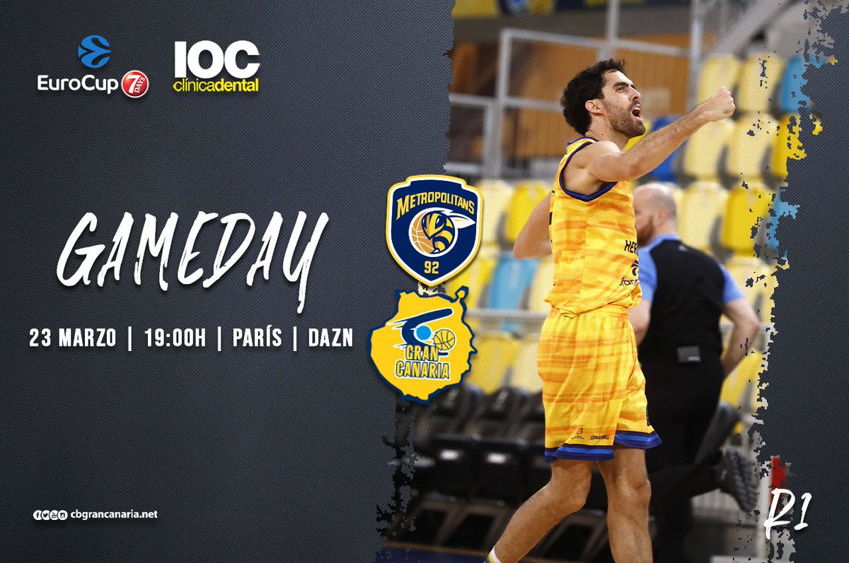 GranCanariaCB's tweet photo. 🏀 ¡¡DÍA DE PARTIDO!!
📍 Marcel Cerdan
🆚 Boulogne Metropolitans 92
⌚ 19:00h
📺 DAZN
🏆 EuroCup QF, R1
✊ #VamosGranca | #TodaUnaIsla https://t.co/3Fy55mKDTZ