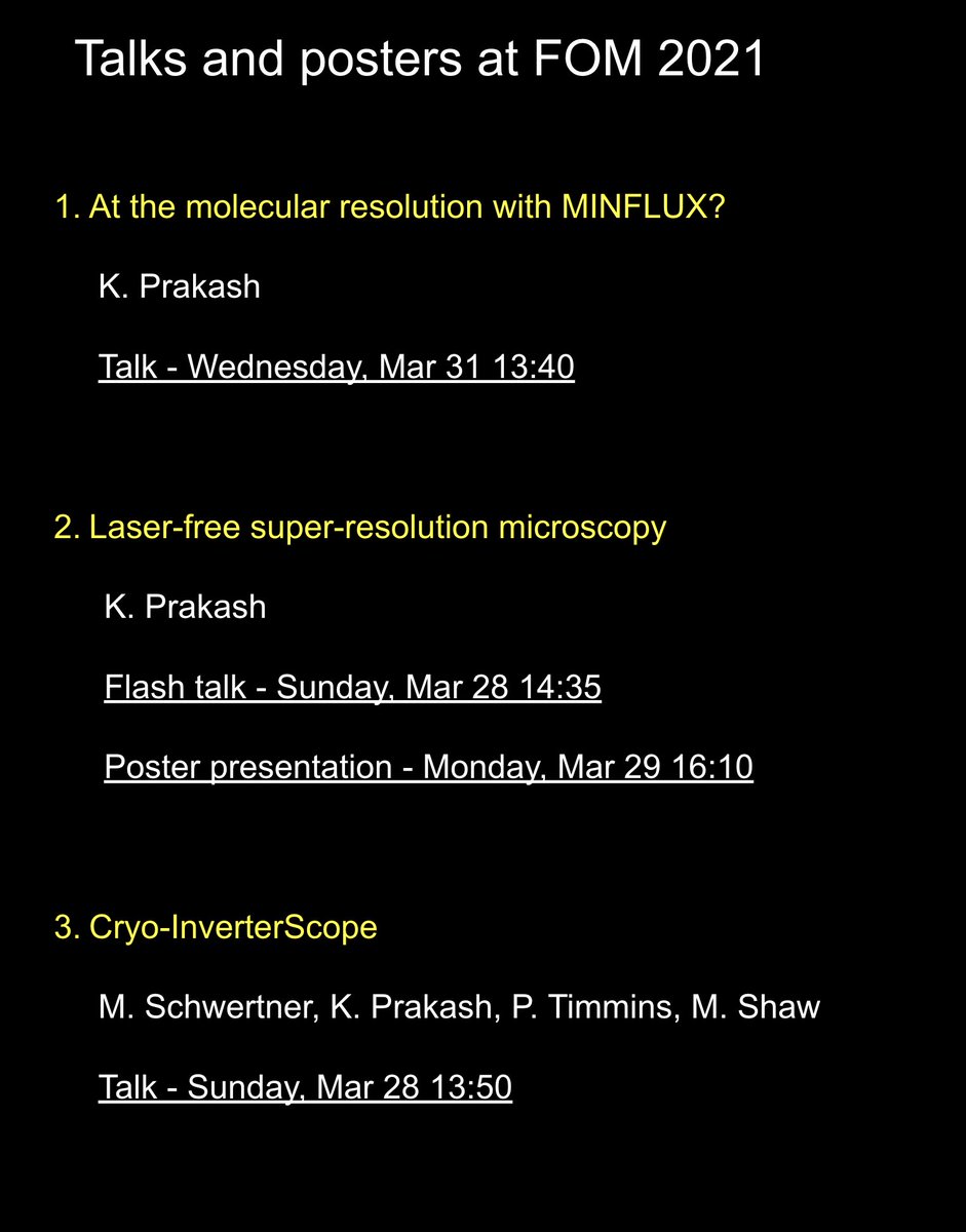 kirtiprakash25's tweet photo. Who's coming to #FOM2021?
https://t.co/76cfq2kW9s
We have a few talks/posters on MINFLUX, cryo-Inverterscope (w @linkamstages @AuroxLtd) and laser-free super-resolution microscopy (#LFSM)
#MINFLUX session with @Abberior ==🔥🔥
https://t.co/QlM8Ns0vRO
Lots of new analysis+data! https://t.co/uQClM0eCR6