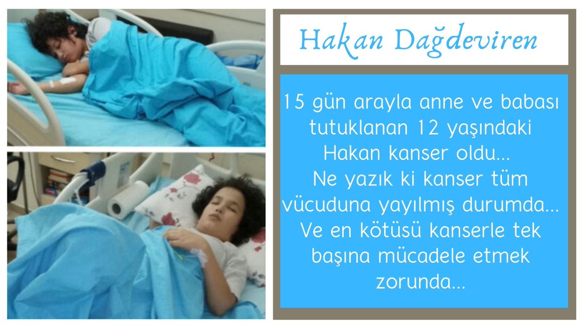 angelicaauffman's tweet photo. Hakan'ın durumu çok ağır. Kemoterapi nedeniyle ağzında yaralar var ve yemek yiyemiyor. İlik nakli için kan değerinin düzelmesi gerekiyor. 12 yaşında bu halde bir çocuğun anne babası nasıl tutuklu kalabilir? Bu durumda olan sizin çocuğunuz olsaydı ne yapardınız?@abdulhamitgul https://t.co/fe3qkcUsDo