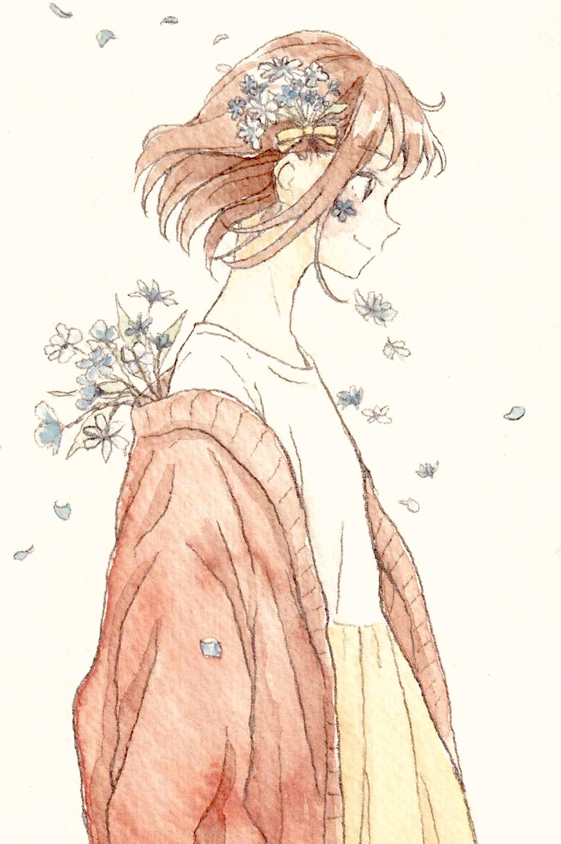 「#横顔載せたらブァーって拡散されてフォローがいっぱい来るって聞いた 

最近は花」|うさこのイラスト