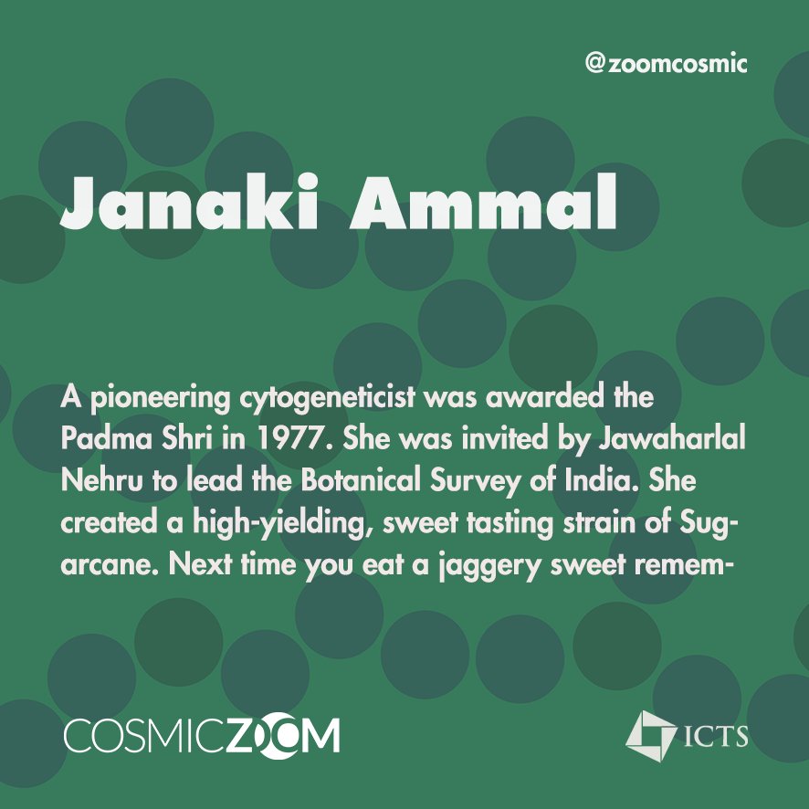 ZoomCosmic's tweet photo. TIL about an Indian Woman Scientist. 
Meet Janaki Ammal. 

#CosmicZoom #WomenInSTEM #TIL #BaSH https://t.co/YgBetRqH7T