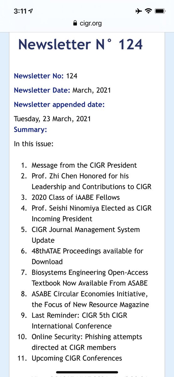 CIGR Newsletter 124 is available at: cigr.org/node/755