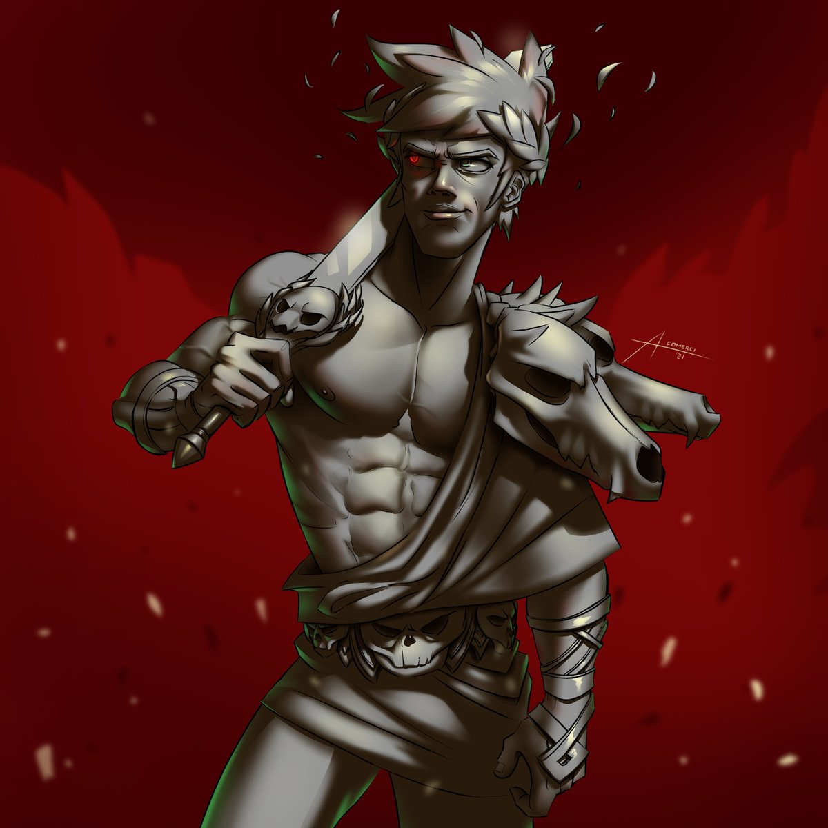 alberto_comerci's tweet photo. Zagreus Fanart (Hades) 🔥💀🔥
With the light and shadow only version (I like to call it "the silver version" 😂)
https://t.co/XawLhsZ6xT

#hades #hadesgame #zagreus #zagreushades #supergiantgames #fanart #digitalart #clipstudiopaint #muscle #abs #greekmythology https://t.co/vbYV3Aj9nD
