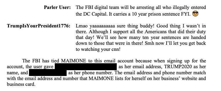 chris_notcapn's tweet photo. "The FBI digital team will be arresting all who illegally entered the DC [Capitol]."

TrumpIsYourPresident1776: "Lmao yaaaaaaaaaa sure thing buddy!”

The FBI arrested Debra Maimone in New Castle, PA, on March 19th. https://t.co/5TeZrohAqR