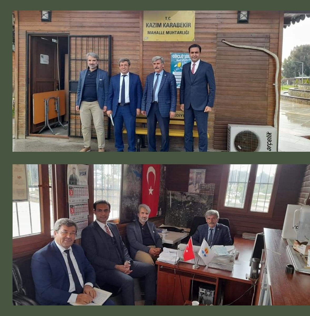 Belediye Başkan Yardımcılarımız Sn.Murat Bilal ve Sn.Mehmet Gildir ile birlikte Kazım Karabekir Mahalle muhtarımız Muzaffer Bolat'ı muhtarlık binasında ziyaret ederek mahallemiz için istişarelerde bulunduk.