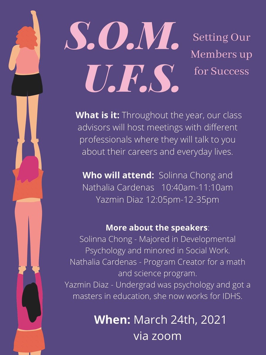 Introducing S.O.M.U.F.S!!!! We want to offer our students an opportunity to hear from professionals. To sign up to attend click this link: forms.gle/3z1pNWqkE4SXCY…
