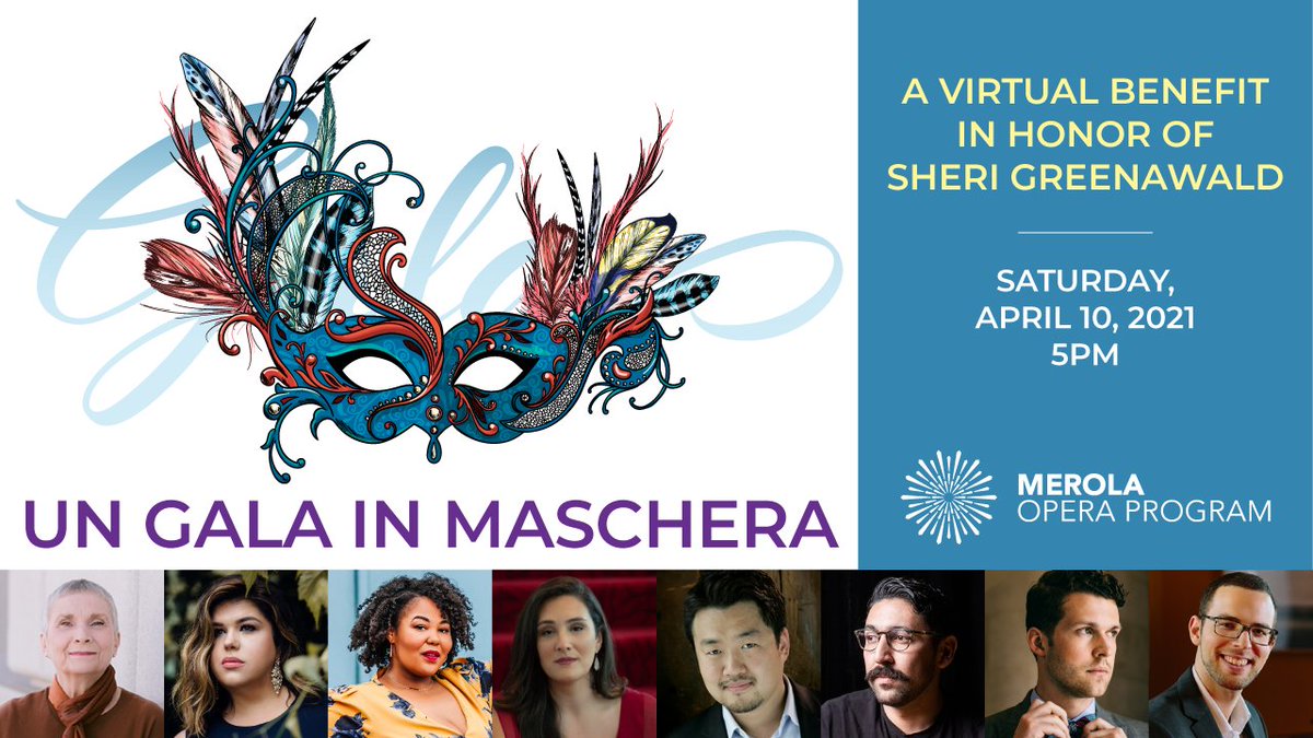 merolaopera's tweet photo. Don't miss UN GALA IN MASCHERA on Saturday, April 10, 5pm PDT. #MerolaOperaProgram invites you to enjoy a sparkling evening in honor of Sheri Greenawald. and revel in a professionally produced concert featuring a line-up of #Merola alumni. For tix &amp; info: https://t.co/lmvVZYgrxQ https://t.co/sgw5fNGOMg