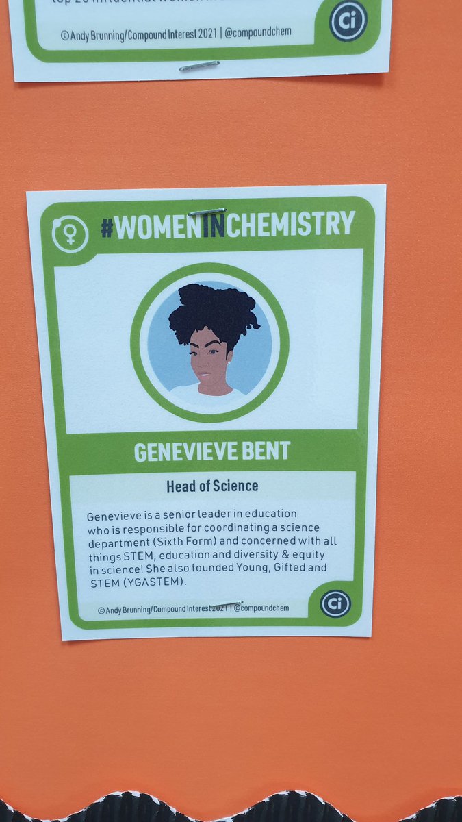 coffeychemistry's tweet photo. New Women in Chemistry display @JESSScienceDept Absolutely love this just wish I had a card to display for each of my team and myself. Thanks @compoundchem for all the hard work put into this👌 #jessdisplays https://t.co/xakjhXipvK