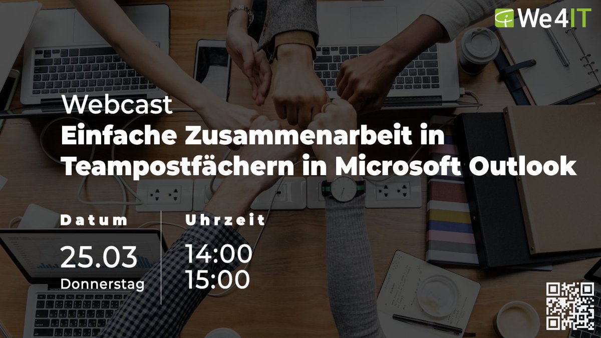 We4IT's tweet photo. Der nächste #live #Webcast findet bald statt!

Wir zeigen Ihnen, wie Sie maximale Transparenz und klare Verantwortlichkeiten in E-Mail Gruppenpostfächern für #o365 Anwender erreichen.

Link zur Anmeldung https://t.co/Gwjr41Pdb1

#M365 #O365 #outlook #office365 #prozessoptimierung https://t.co/AW4Bg46JxO
