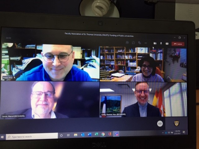 FAUST_STU's tweet photo. Thank you @DominicCardy, George Daley, and Marcel Lavoie for meeting with FAUST to discuss the issues related to the funding of New Brunswick public universities #eps_NB_pse @fnbfa https://t.co/74c7NjTeYz