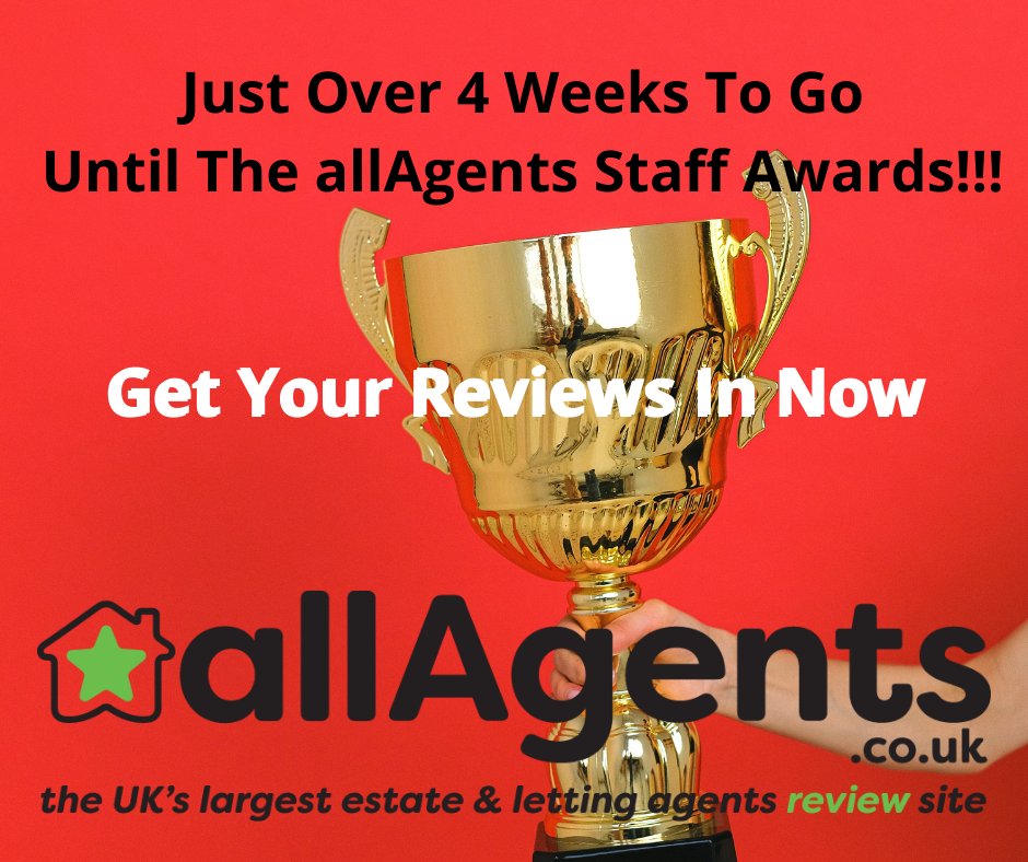 AllagentsAwards's tweet photo. Just Over 4 Weeks Until The allAgents Staff Awards
The results are based on reviews posted during the periods; 1st May to 30th April for the allAgents Staff Awards
Get Your Reviews In Now!
#allAgentsAwards #reviewsmatter #reviews #agentreviews #StaffAwards https://t.co/1LXn53DHLb