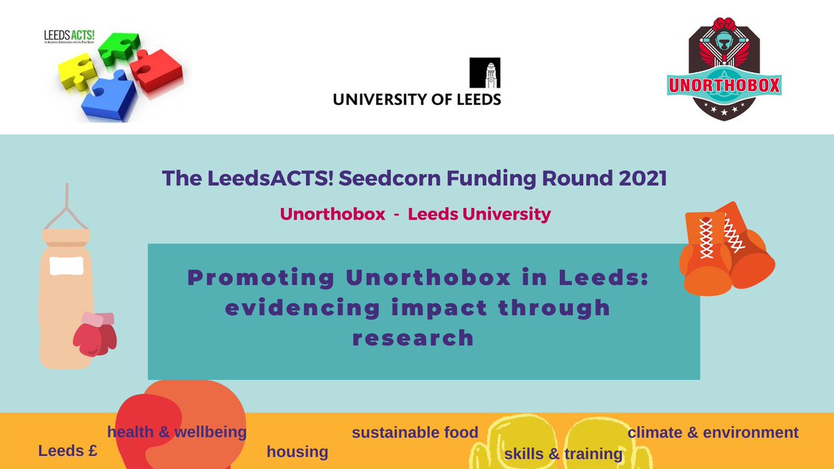 LeedsACTS's tweet photo. @unorthobox &amp; @UniversityLeeds were recently awarded #LeedsACTS seedcorn funding for their collaborative project "Promoting Unorthobox in Leeds: evidencing impact through research". We look forward to the outcome of this project. 🥊 https://t.co/QFecm4NbcP