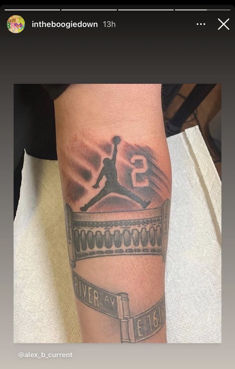 NYSports925's tweet photo. Thank you @InTheBoogieDown for featuring my tattoo in your IG story. #Bronx #Yankees #thefacade #161st #RiverAve #JeterJumpman https://t.co/0ZM1WoOBUZ