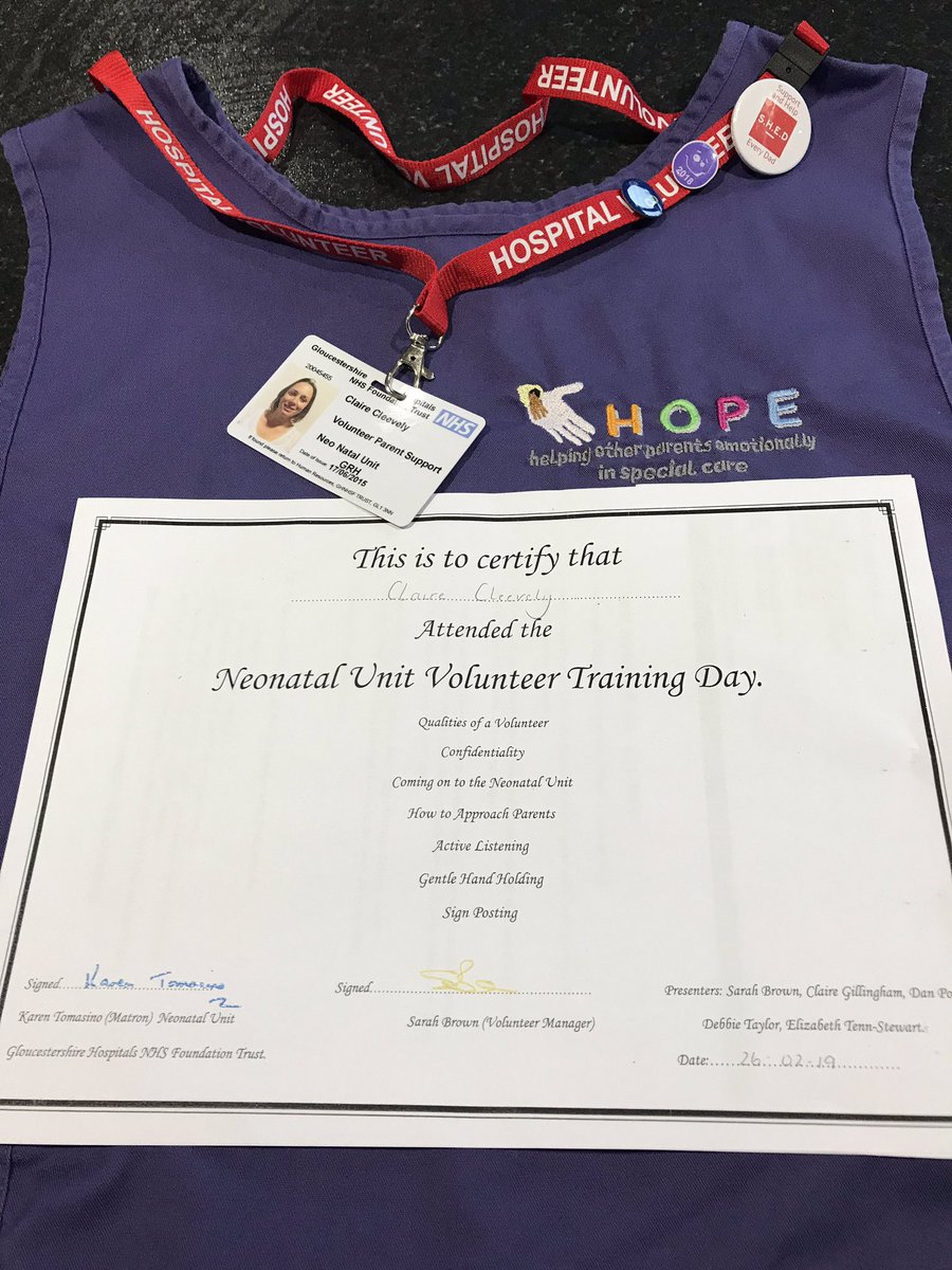 CCleevely's tweet photo. It’s been well over a year since I was last able to visit any of the families on #NICU @gloshospitals but #VolunteerTraining complete #PPE organised looks like @HopeGrh can return to support families soon. https://t.co/vjuKcRvZK4