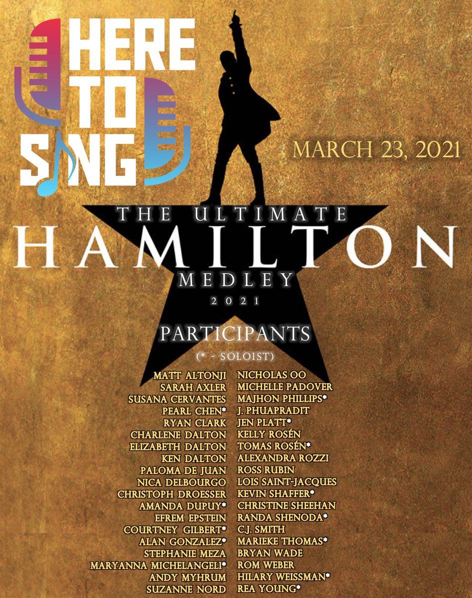 HereToSing's tweet photo. Here to Sing is proud to announce the moment you've all been waiting for... the release of the ULTIMATE Hamilton Medley!

The video premieres TONIGHT at 7pm Eastern on YouTube. Click the link below to watch with us LIVE!
https://t.co/r6z68DHxRC
#StoryOfTonight #HTS #HereToSingNYC https://t.co/dGJfzaGEdt