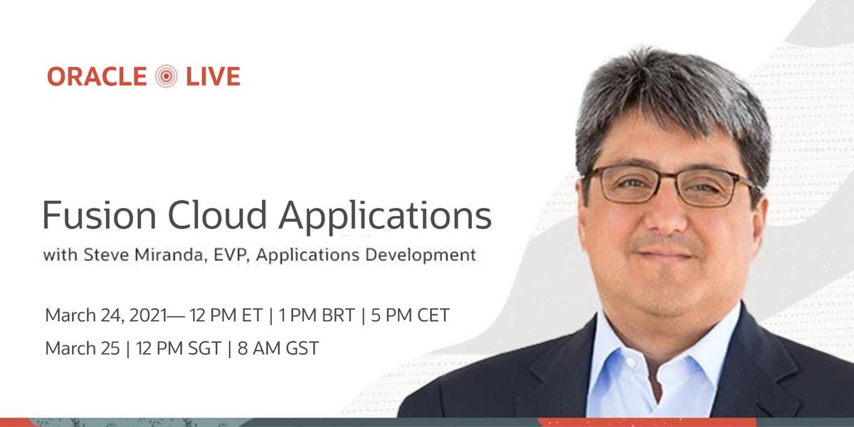 Houty11's tweet photo. Customer interviews, product innovations, and a top-notch demo. Attend #OracleLive to learn how our #FusionCloudApplications can help. March 24 &amp; 25  https://t.co/U9BMzYq8Bt https://t.co/ee3Tbu30Kw