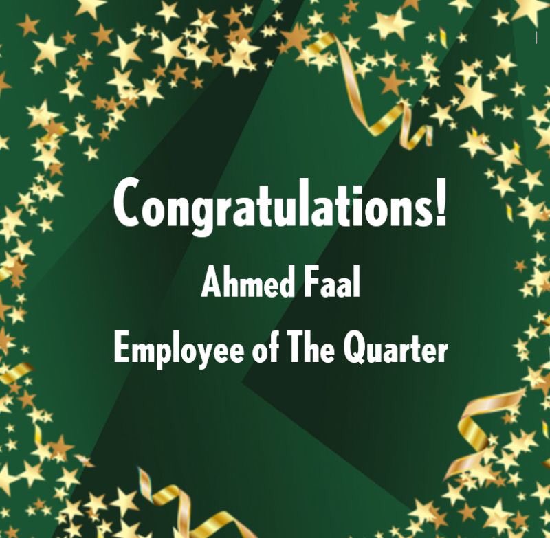 Congratulations to Ahmed Faal who is our new Employee of the Quarter ⭐️🏆👏🏻
.
.
#employeeofthequarter #staffrecognition #staffreward #appreciation #congratulations #hr #propertymanagement